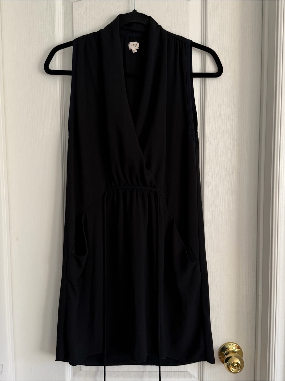 Sleeveless Black V-Neck Dress by Wilfred